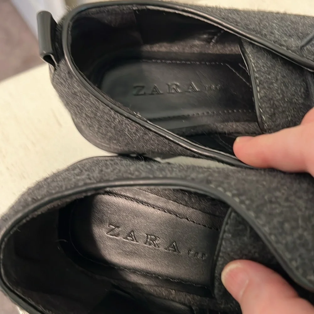 Zara Women’s Blucher Track Wool Felt Oxfords / Size 38 (7-1/2) / Charcoal